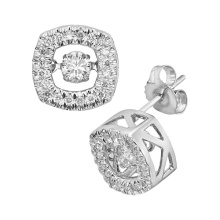 Hot Sales 925 Silver Stud Earrings Dancing Diamond Jewelry